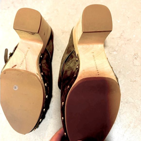 Veronica Beard Chocolate Brown Suede Clogs - Picture 4 of 6